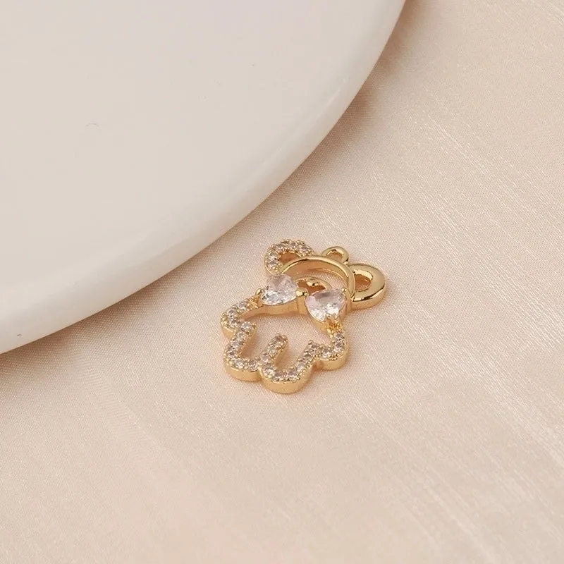 1 Piece Cute Simple Style Rabbit Bear Butterfly Copper Inlay Pendant Jewelry Accessories