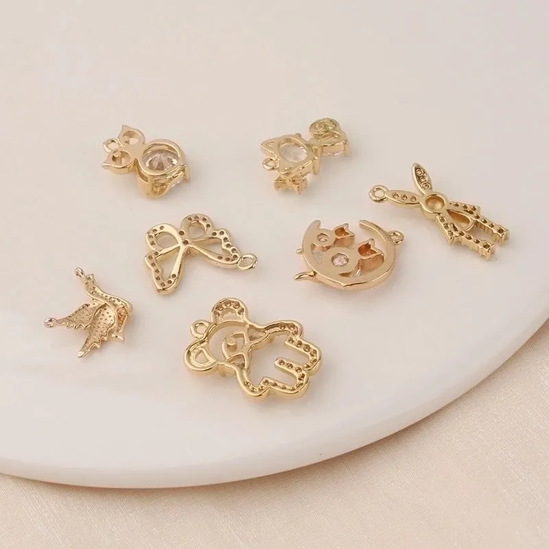 1 Piece Cute Simple Style Rabbit Bear Butterfly Copper Inlay Pendant Jewelry Accessories