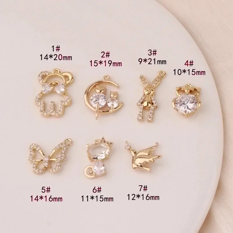 1 Piece Cute Simple Style Rabbit Bear Butterfly Copper Inlay Pendant Jewelry Accessories