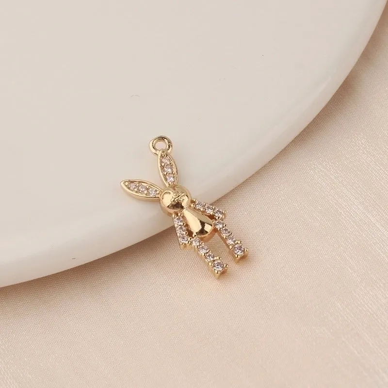 1 Piece Cute Simple Style Rabbit Bear Butterfly Copper Inlay Pendant Jewelry Accessories