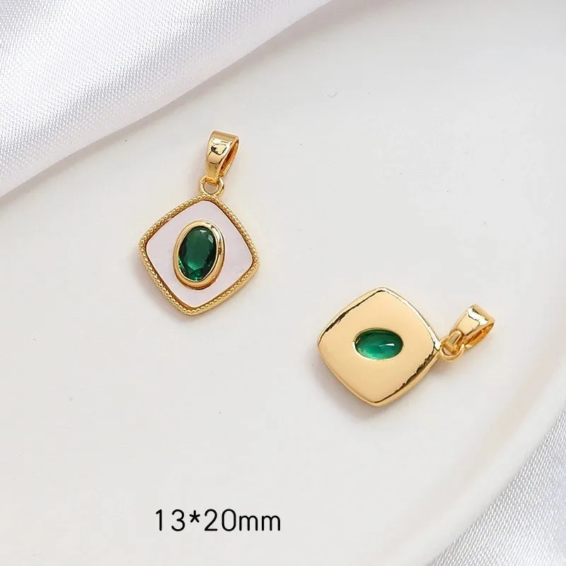 1 Piece Simple Style Geometric Flower Copper Inlay Pendant Jewelry Accessories