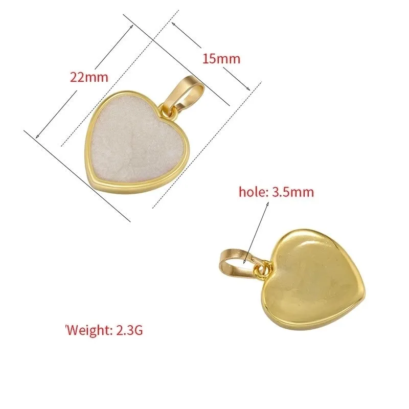 1 Piece Simple Style Heart Shape Brass Enamel Plating 18k Gold Plated Pendants