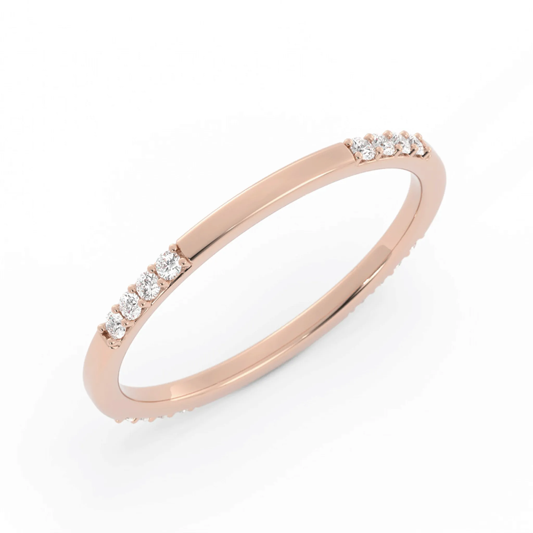 10K Rose Gold Round 16 Grouped Natural Diamond Wedding Band