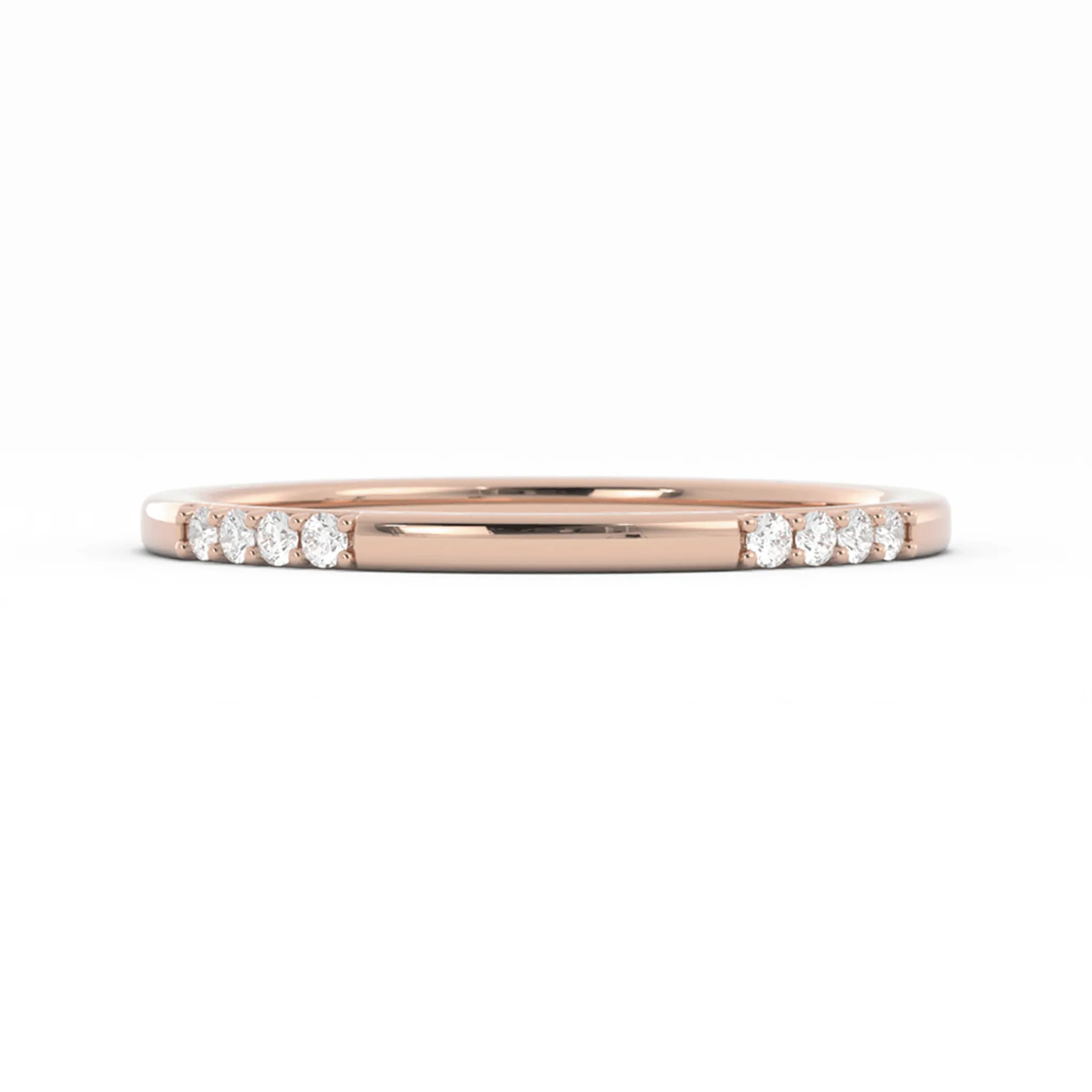10K Rose Gold Round 16 Grouped Natural Diamond Wedding Band