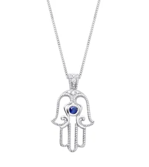 10k White Gold Simplify Elegant Sapphire Ladies Necklace