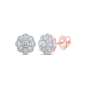 10kt Rose Gold Floral Diamond Cluster Earrings - Exquisite Blooms Collection