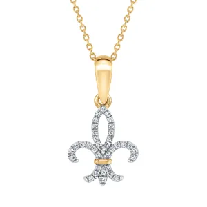 1/10ctw Diamond Fleur-de-Lis Yellow Gold Pendant Necklace