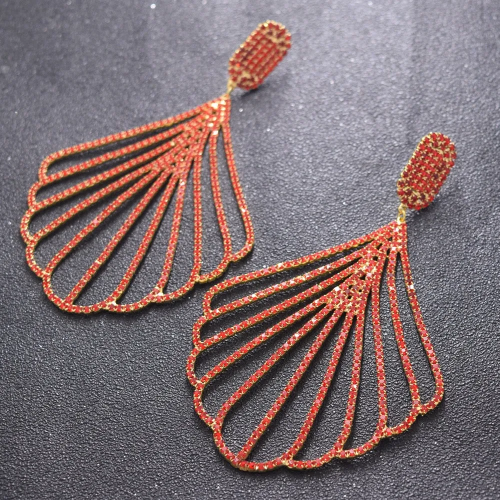 11CM Exquisite Ginkgo Leaves Dangle Rhinestones Earring