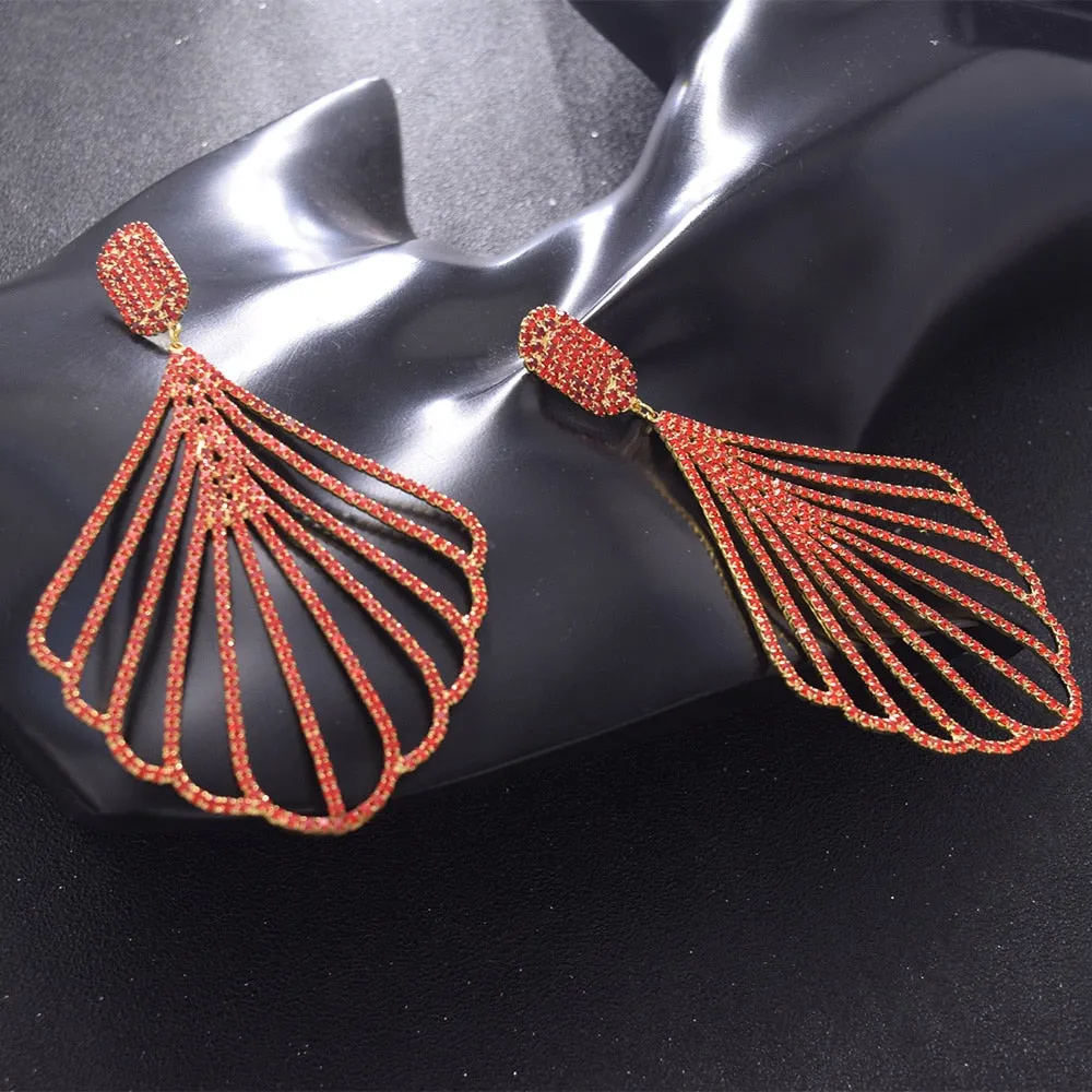 11CM Exquisite Ginkgo Leaves Dangle Rhinestones Earring