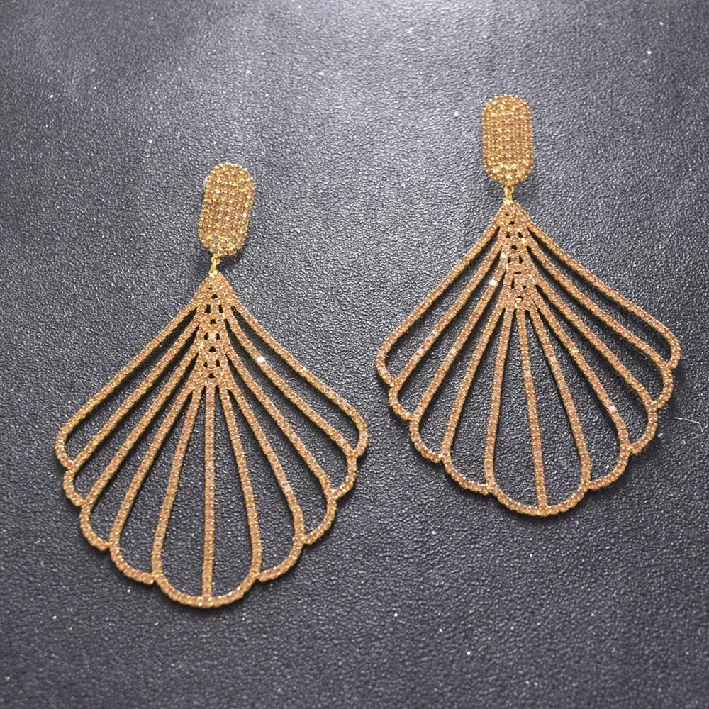 11CM Exquisite Ginkgo Leaves Dangle Rhinestones Earring