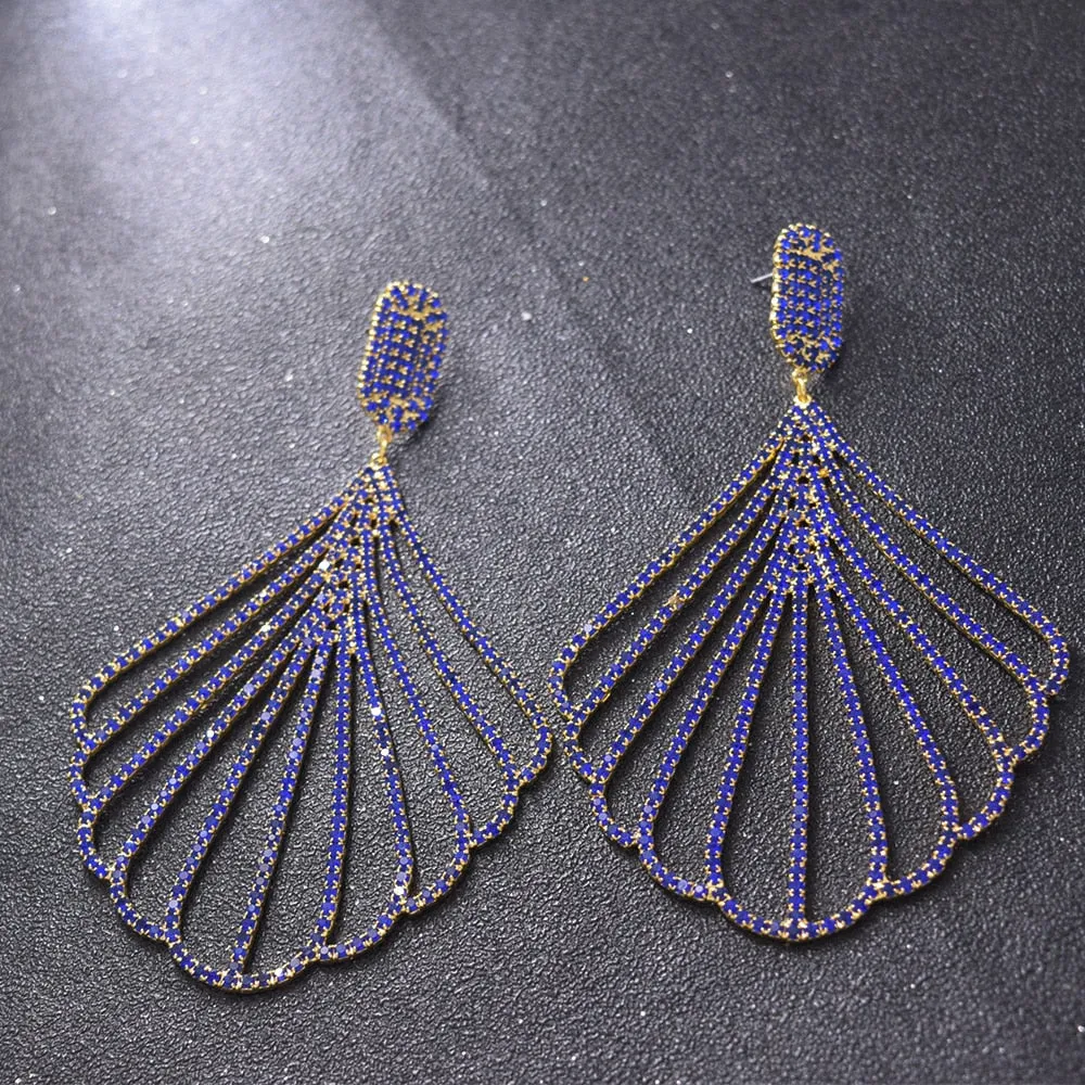 11CM Exquisite Ginkgo Leaves Dangle Rhinestones Earring