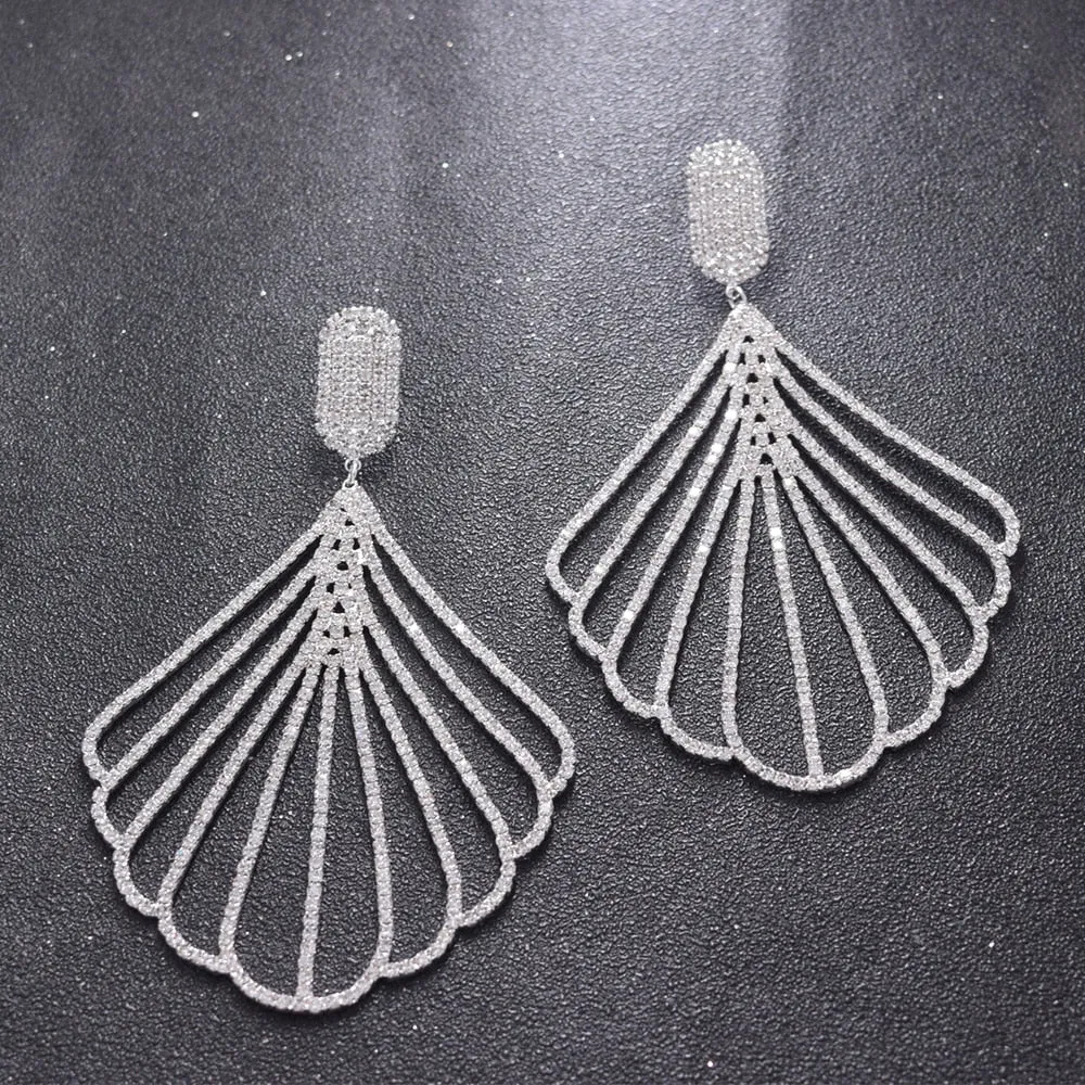 11CM Exquisite Ginkgo Leaves Dangle Rhinestones Earring