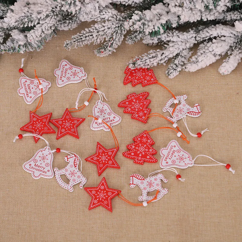 12PCS Wooden Hanging Decoration Christmas Tree Pendants