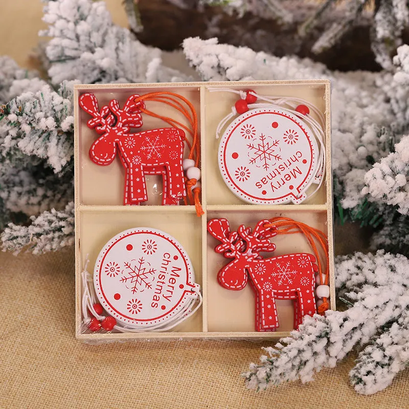 12PCS Wooden Hanging Decoration Christmas Tree Pendants