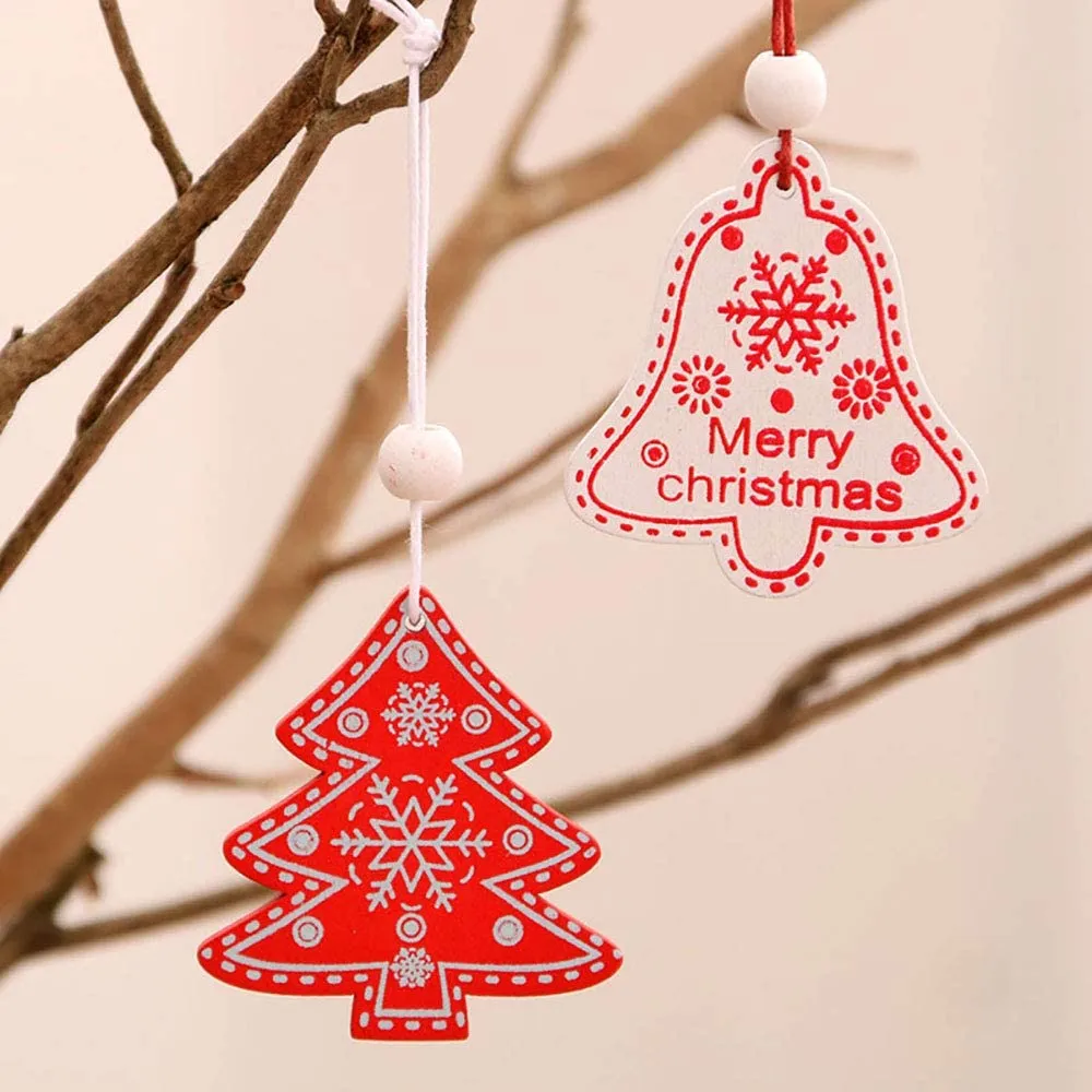 12PCS Wooden Hanging Decoration Christmas Tree Pendants