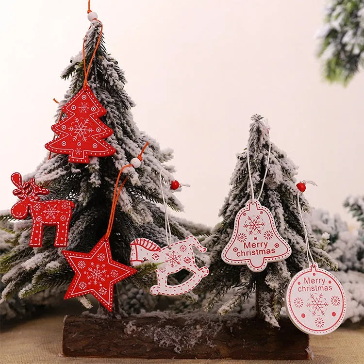 12PCS Wooden Hanging Decoration Christmas Tree Pendants