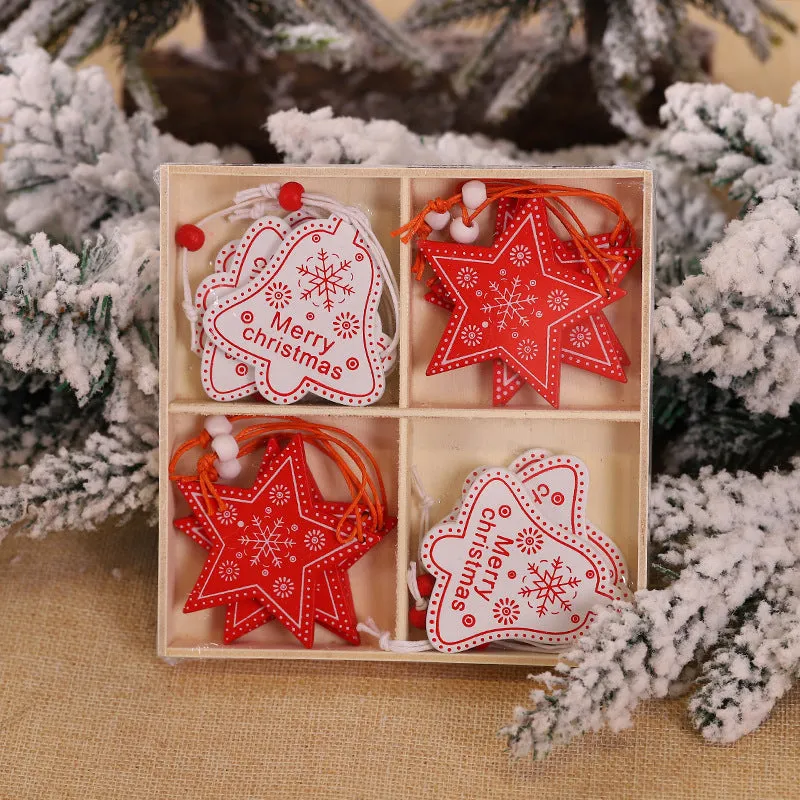 12PCS Wooden Hanging Decoration Christmas Tree Pendants
