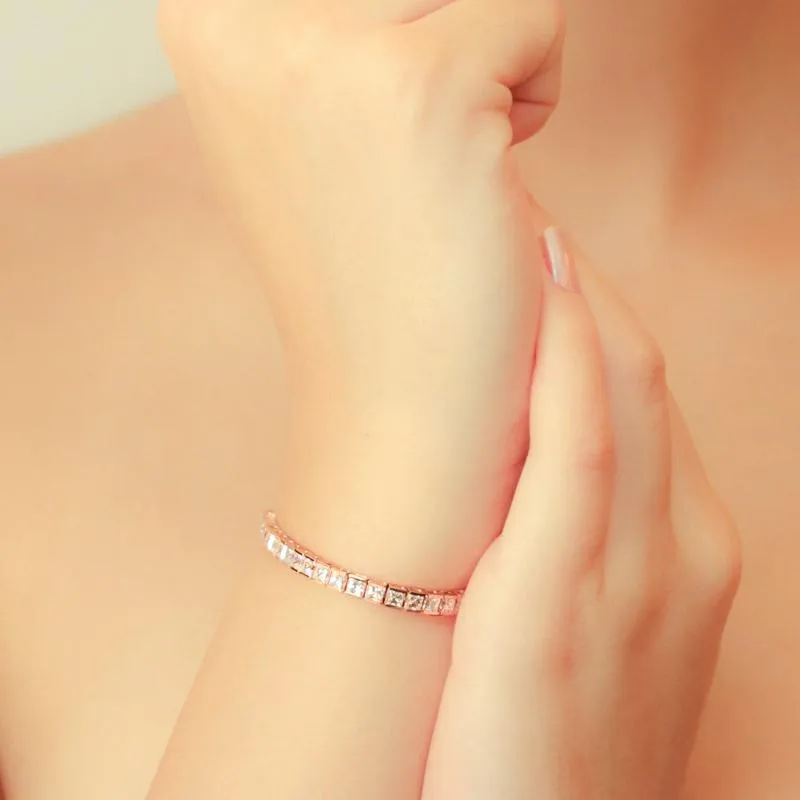 13.25ct. Princess Tennis Bracelet in Rose Gold