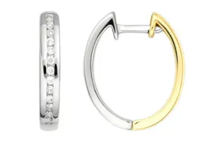 13/50 Carat Yellow and White Gold 14kt Diamond Hoop Earrings