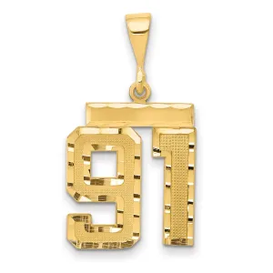 14K Gold Diamond-Cut Number 91 Charm with Polished Finish