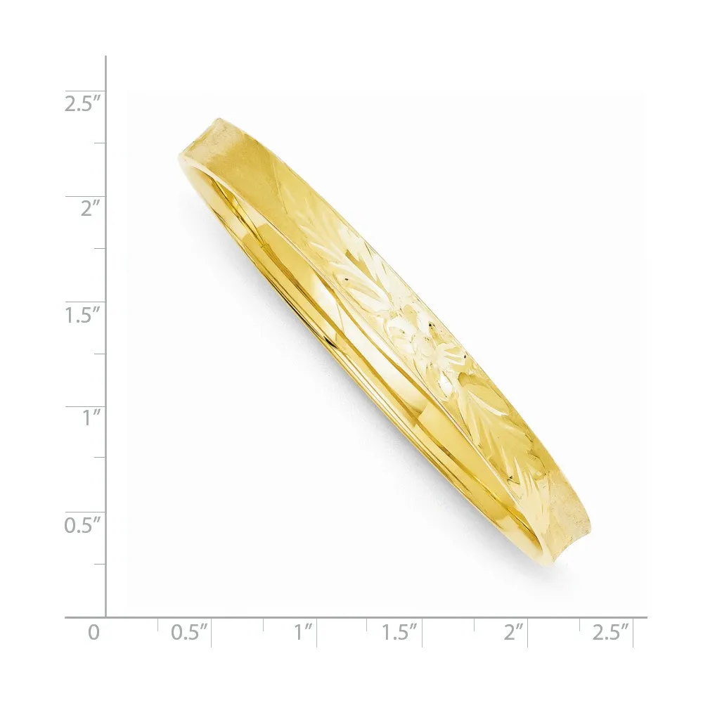 14K Gold Hinged Bangle Bracelet with Diamond-Cut Finish, Elegant and Secure