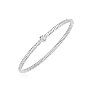 14k White Gold Stretch Bangle with Diamonds