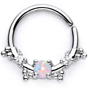 16 Gauge 3/8 White Synthetic Opal Luminous Seamless Circular Ring