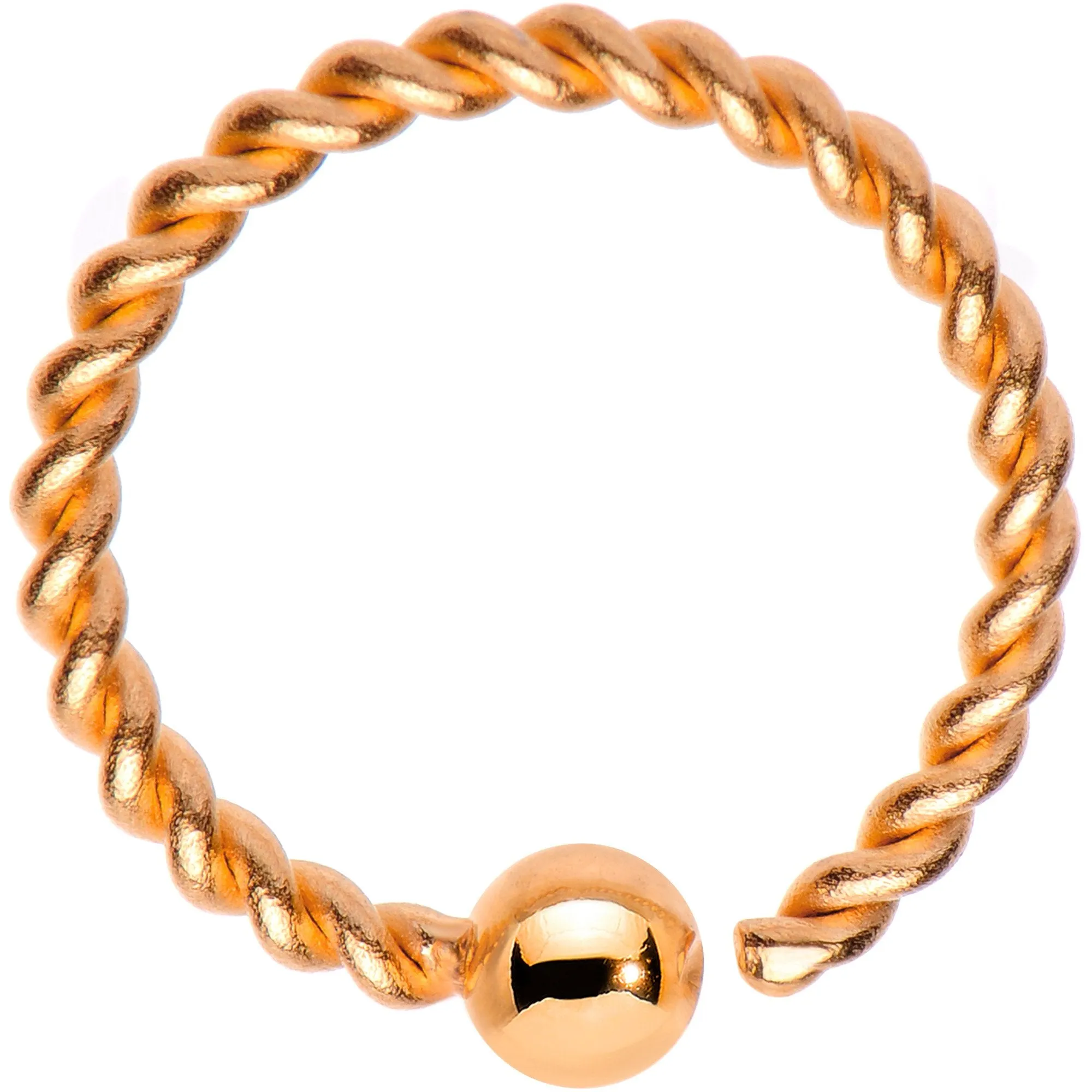 16 Gauge 3/8" Rose Gold Tone IP So Twisted Captive Style Seamless Ring