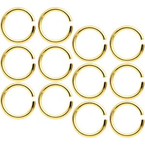 16 Gauge 5/16 Gold Tone Anodized Seamless Cartilage Ring Set of 12
