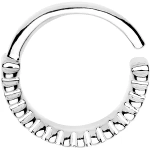 16 Gauge Rhodium Plated Half Paved Groove Seamless Circular Ring
