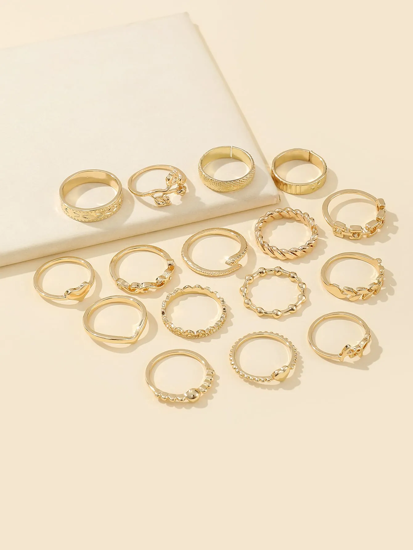 16pcs Star & Heart Ring