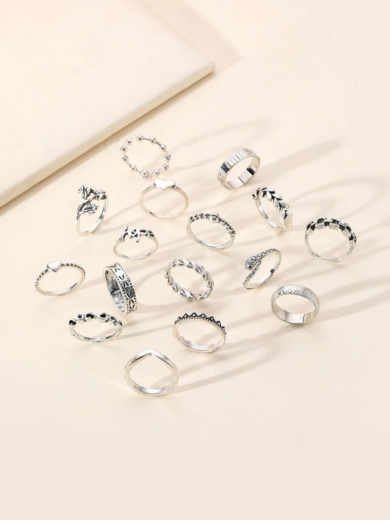 16pcs Star & Heart Ring