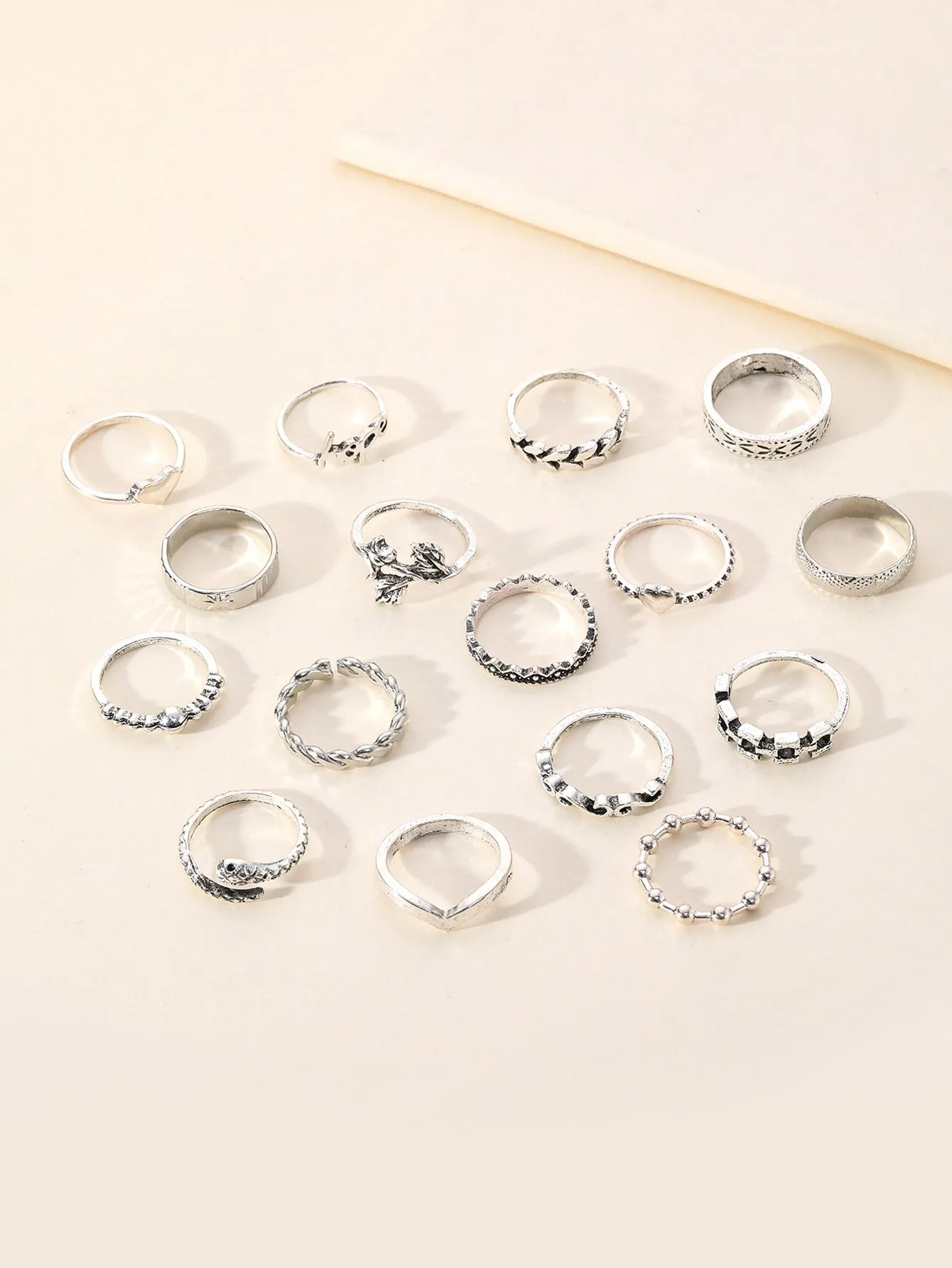 16pcs Star & Heart Ring