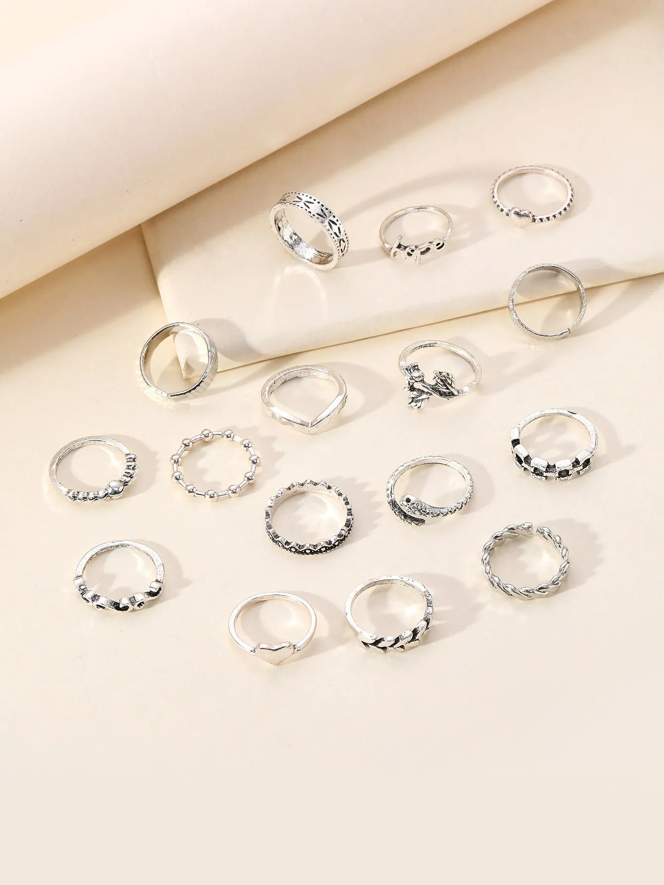 16pcs Star & Heart Ring