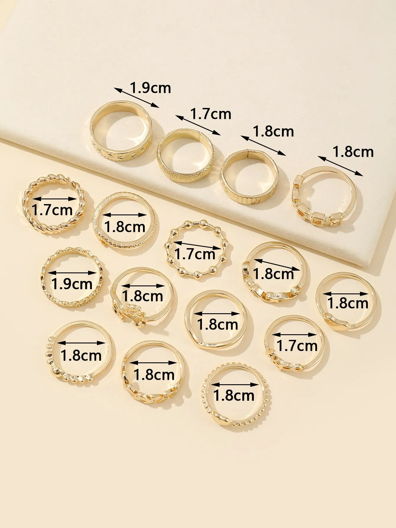 16pcs Star & Heart Ring