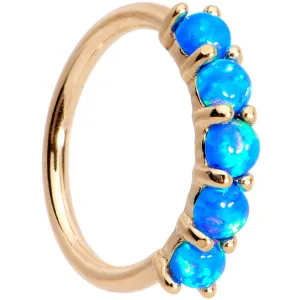 18 Gauge Blue Synthetic Opal 14kt Yellow Gold Seamless Circular Ring