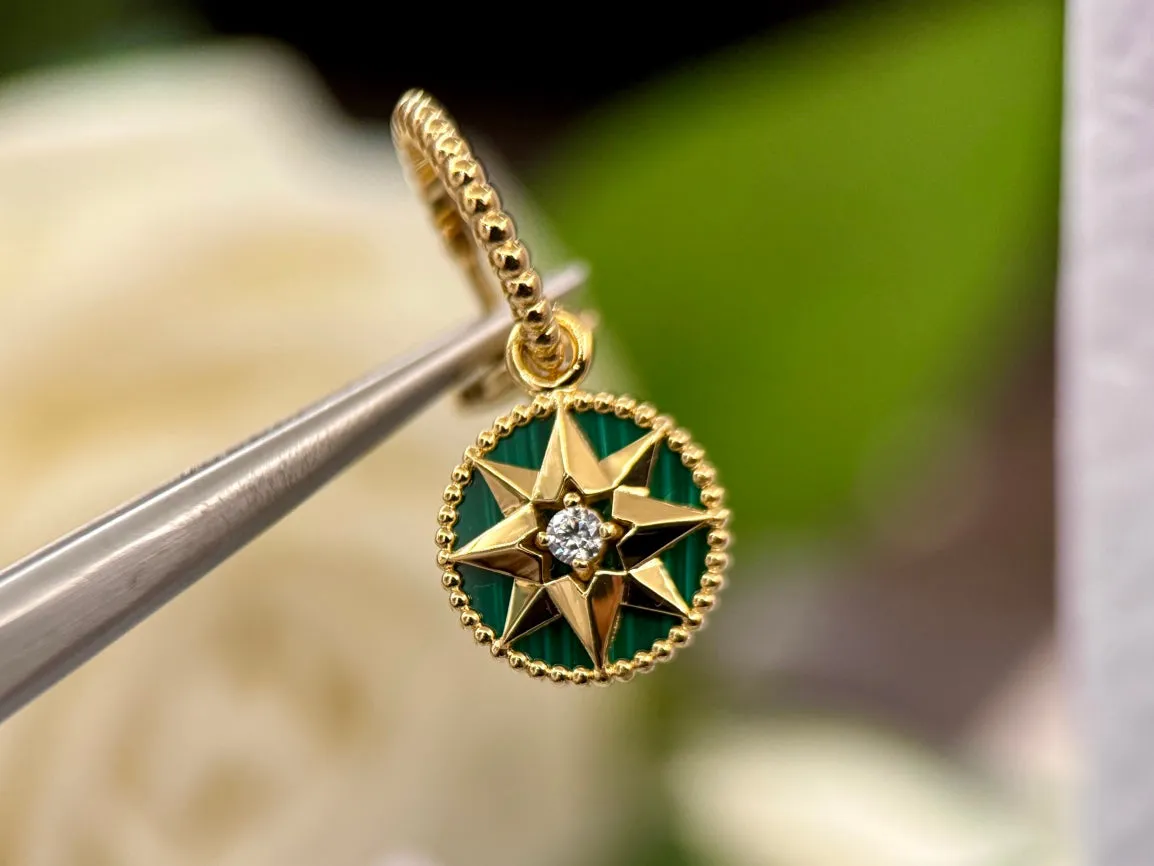 18k Gold Octagonal Diamond Jewel Earrings EHC93