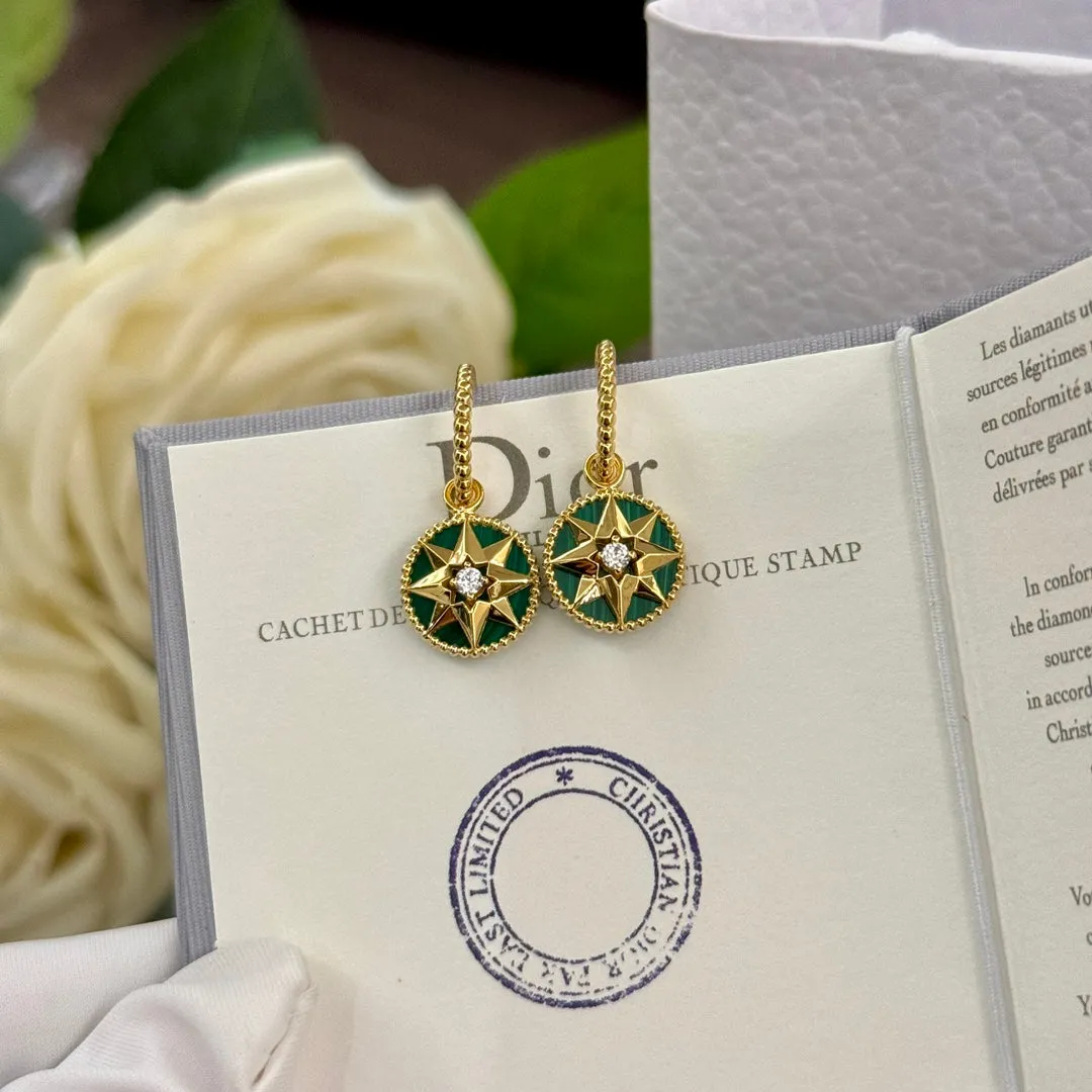 18k Gold Octagonal Diamond Jewel Earrings EHC93