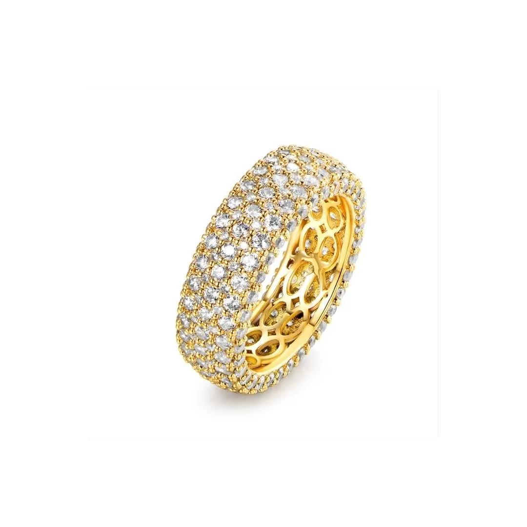 18K White Gold Plated 5 Rows French Setting Ring