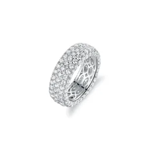 18K White Gold Plated 5 Rows French Setting Ring
