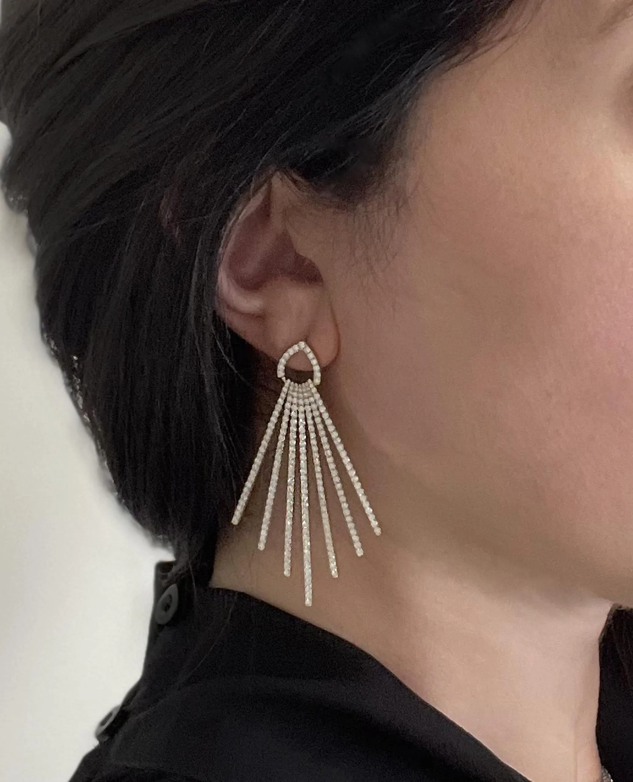 18K Yellow Gold Dramatic "Fan" Earrings