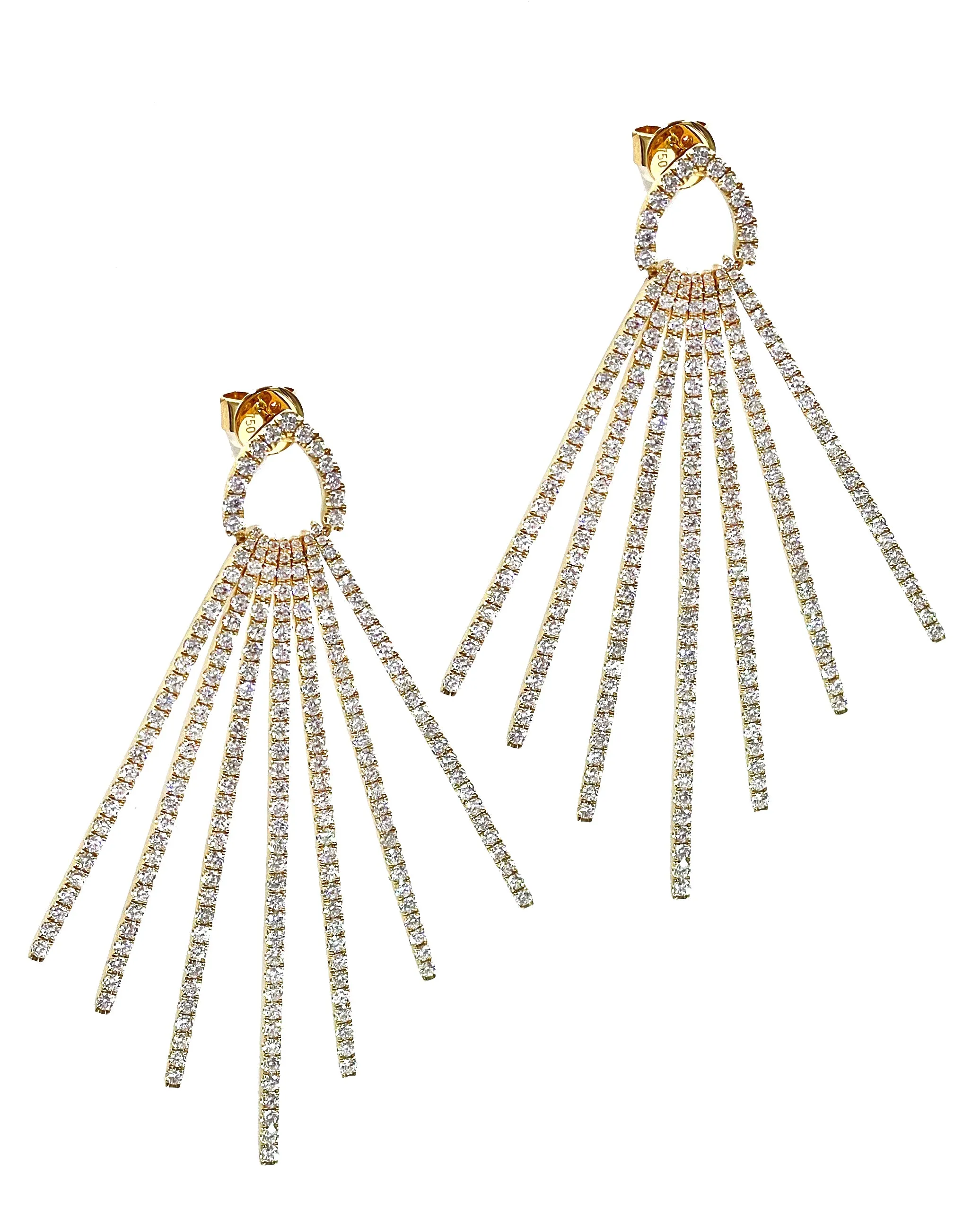 18K Yellow Gold Dramatic "Fan" Earrings