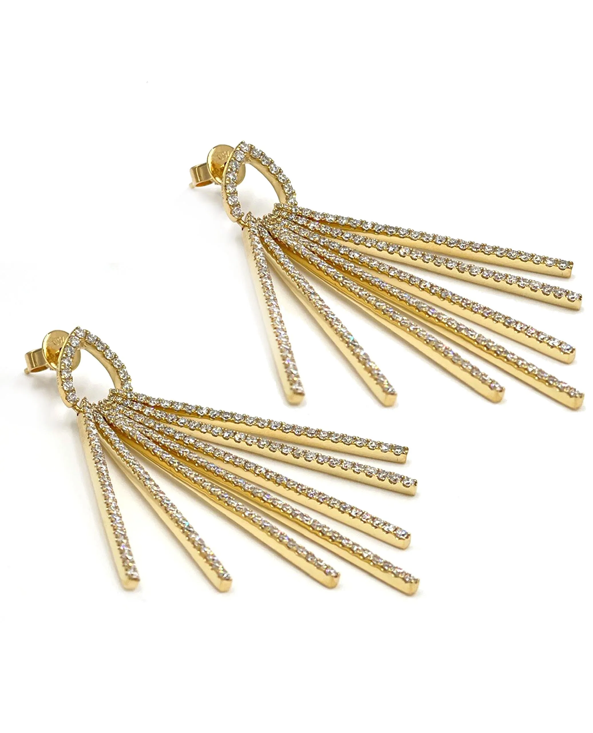 18K Yellow Gold Dramatic "Fan" Earrings