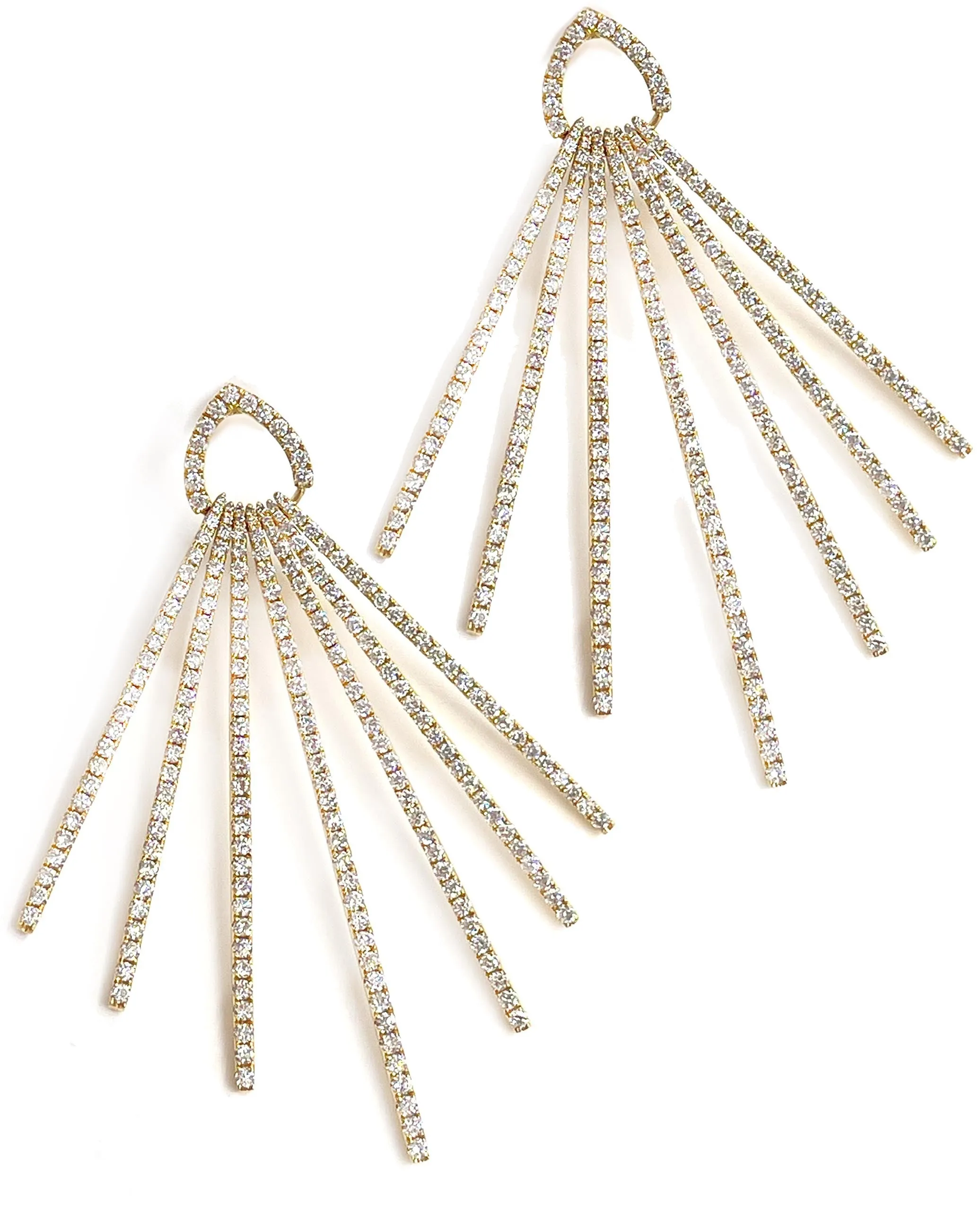 18K Yellow Gold Dramatic "Fan" Earrings