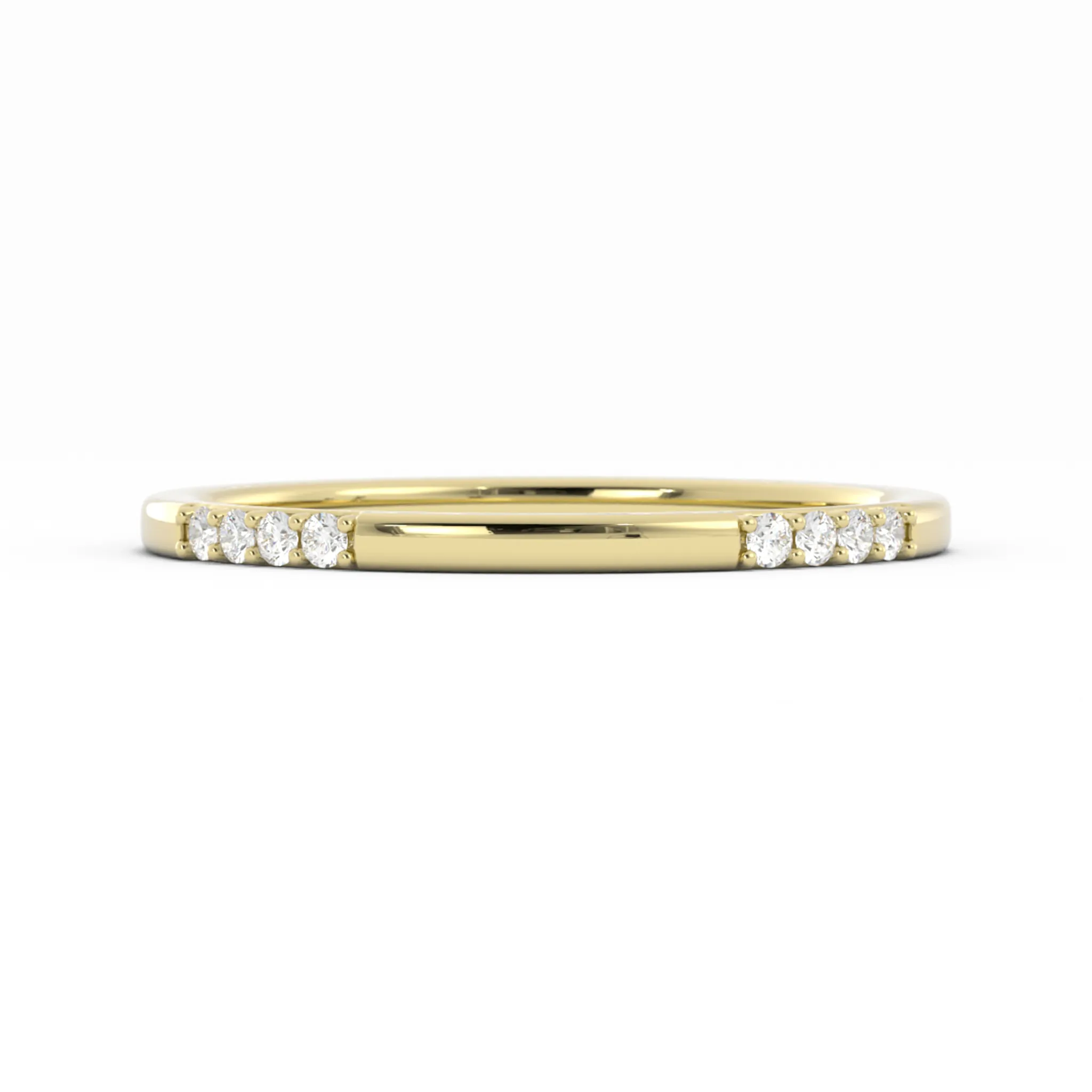18K Yellow Gold Round 16 Grouped Natural Diamond Wedding Band