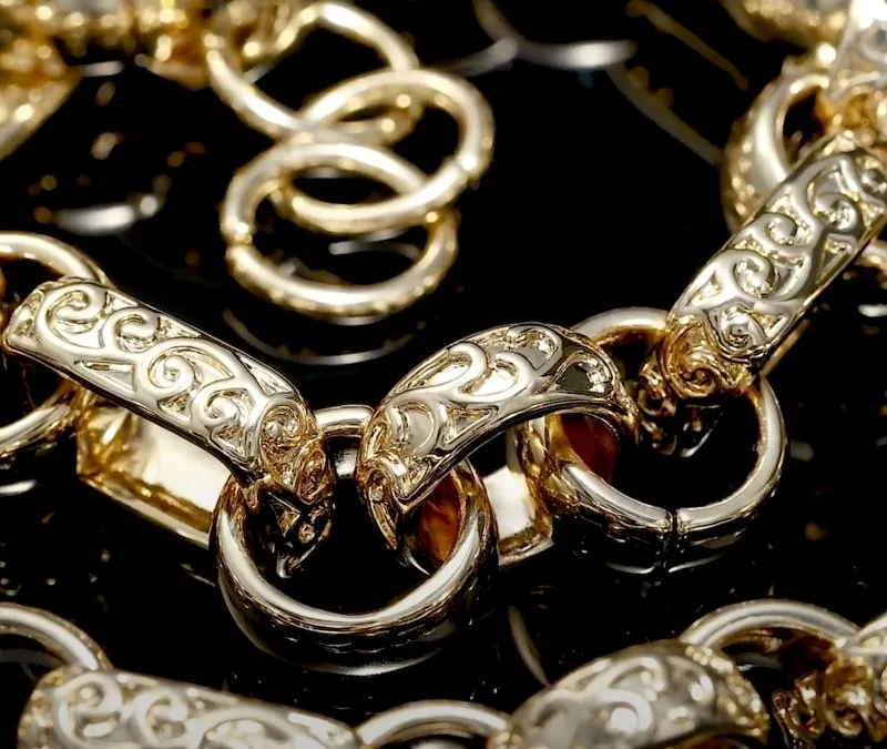 18mm Gold Ornate Gypsy Link Belcher Chain 24 Inch