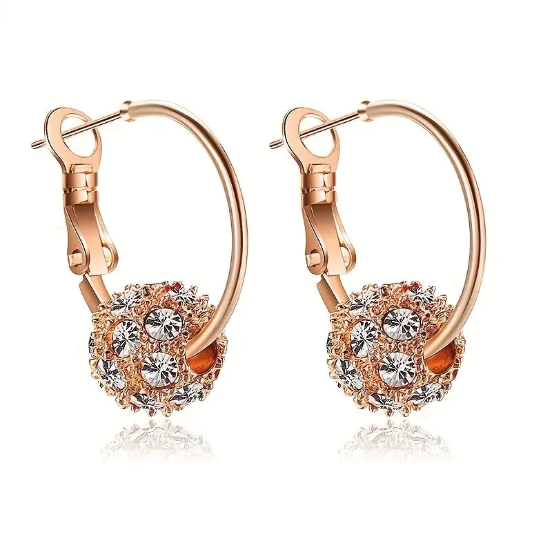 1pair Fashion Exquisite Colorful Cubic Zirconia Decor Spherical Dangle Earring