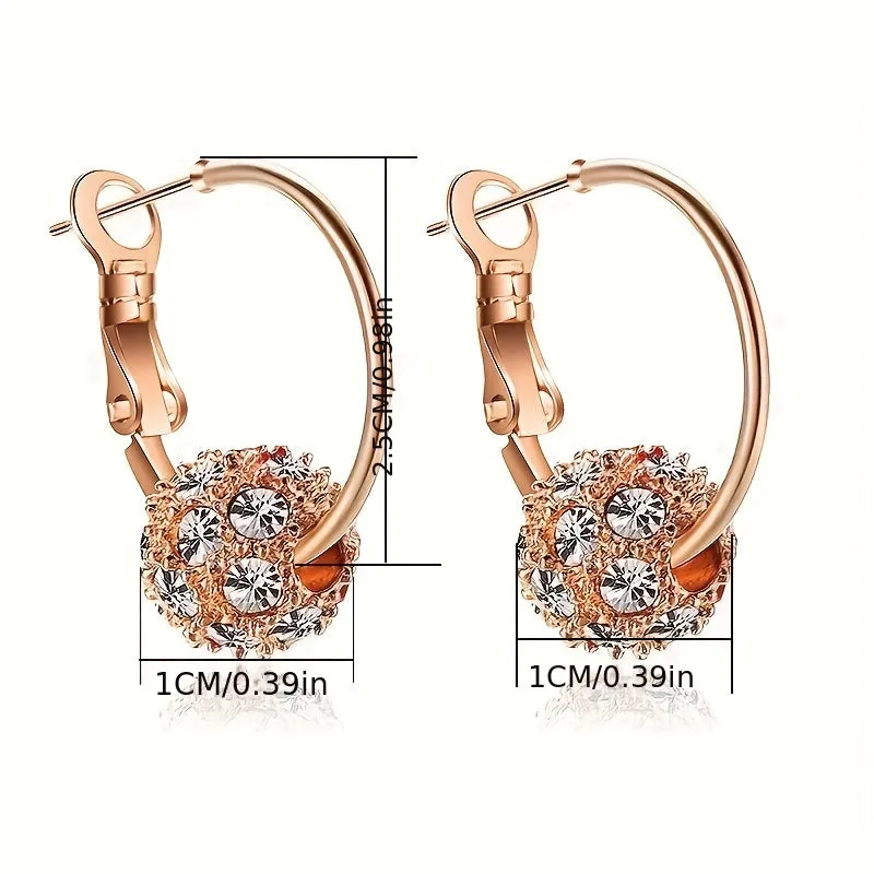 1pair Fashion Exquisite Colorful Cubic Zirconia Decor Spherical Dangle Earring