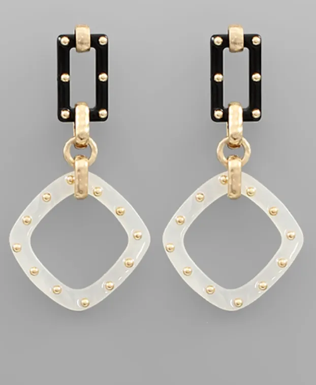 2 Linked Square Earrings
