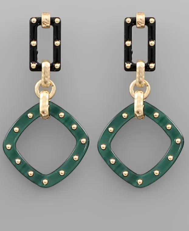 2 Linked Square Earrings